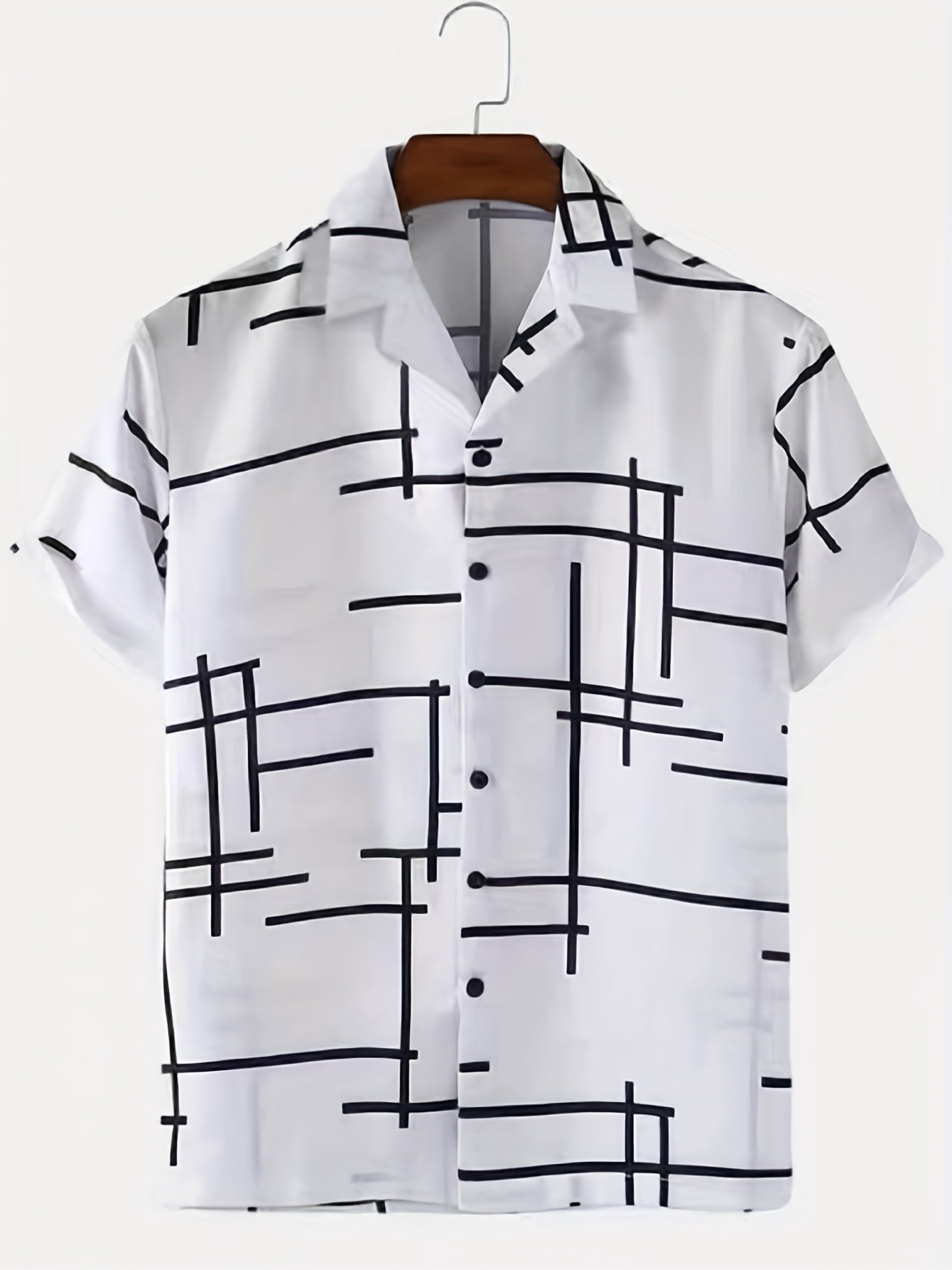 Stripe Print Men's Hawaiian Shirt for Summer Vacation