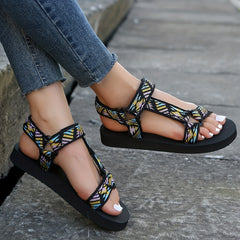 Women's Ethnic Style Ankle Strap T Strap Sandals
