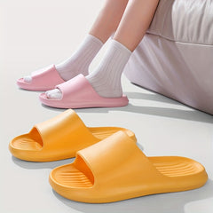 Women's Lightweight Solid Slides Open Toe Slip On Shoes