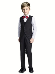 Boys Formal Sleeveless Vest Button Down Solid Vest For Party