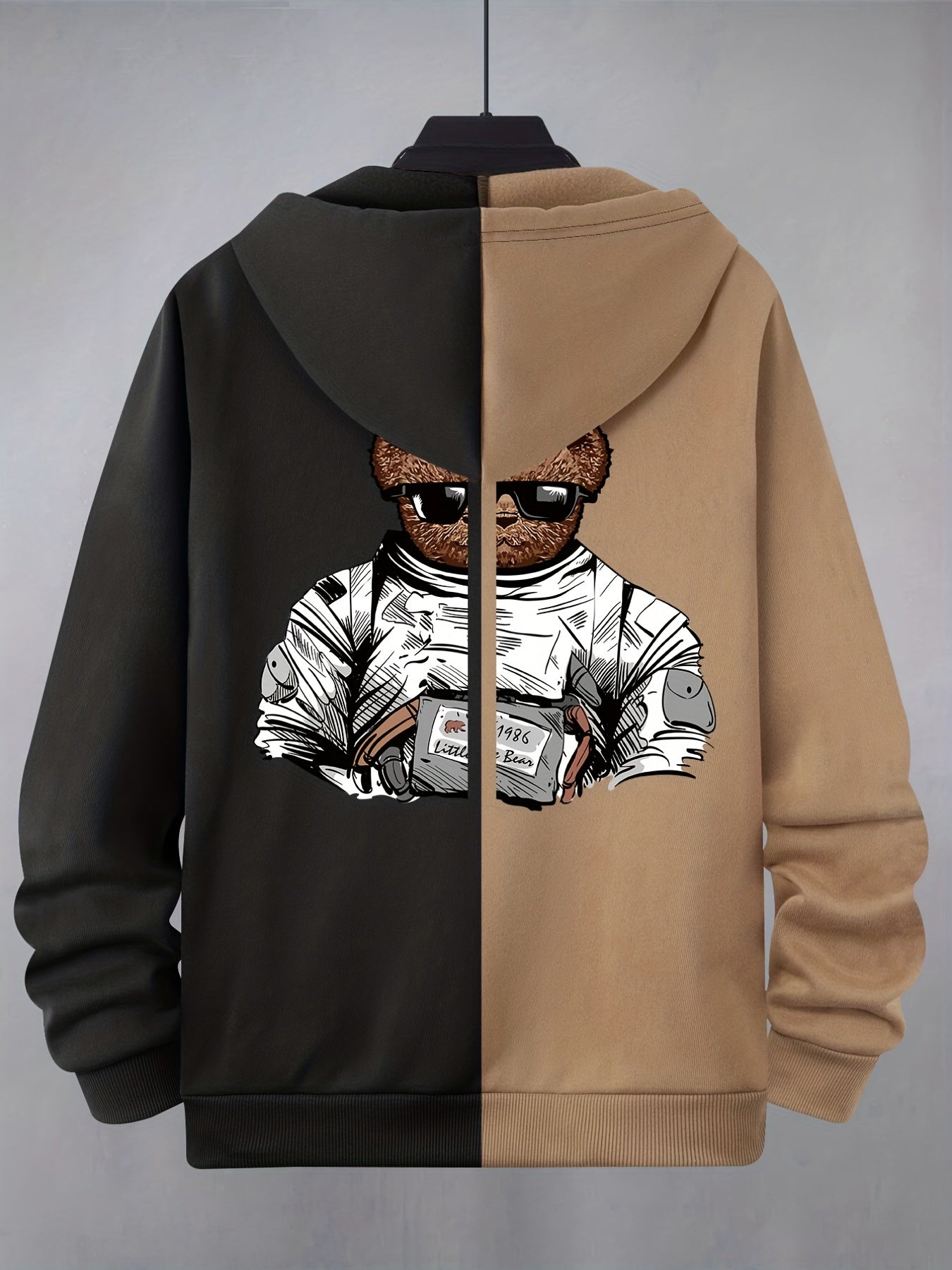 Abstract Pattern & Letter Print Men's Hoodie Jacket Zip Up Gym Sports