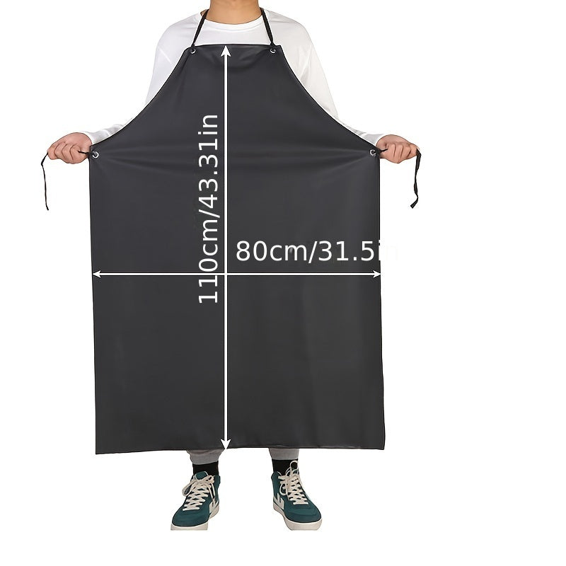 2pcs PVC Apron Kitchen Sleeve Waterproof And proof Thickened Apron Soft Leather