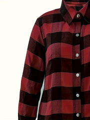 Plaid Print Long Sleeve Tunic Shirt