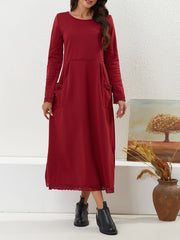 Lace Sleeve Maxi Dress with Pockets