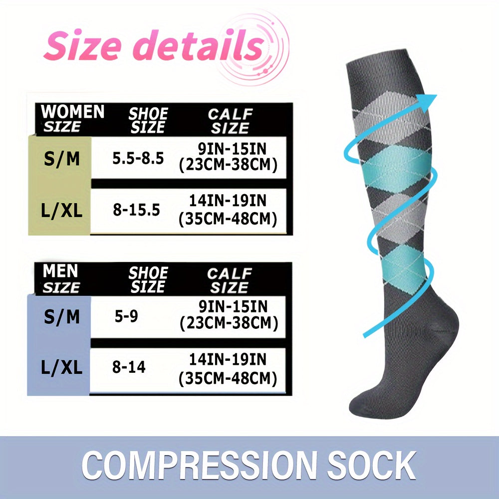 6pairs Compression Socks For Women & Men 15-20 MmHg Knee High Socks