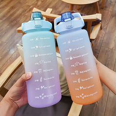 2000ml Gradient Frosted Water Bottle with Scale for Sports Travel Fitness