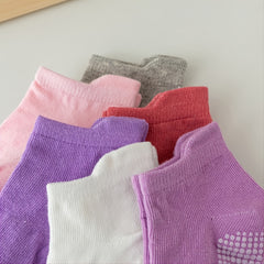 Toddler Girls Non-Slip Socks, 6 Pairs, Standing Pine Dot Design
