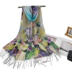 Tie Dye Print Scarf Hijab Boho Tassel Shawl Women