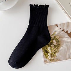 3 Pairs Kids Ruffled Crew Socks Breathable Comfy Spring Autumn Children Socks