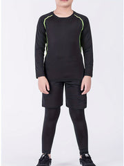 Boys Sports Tights Suit Long Sleeve Top & Leggings Quick Drying Fitness Wear