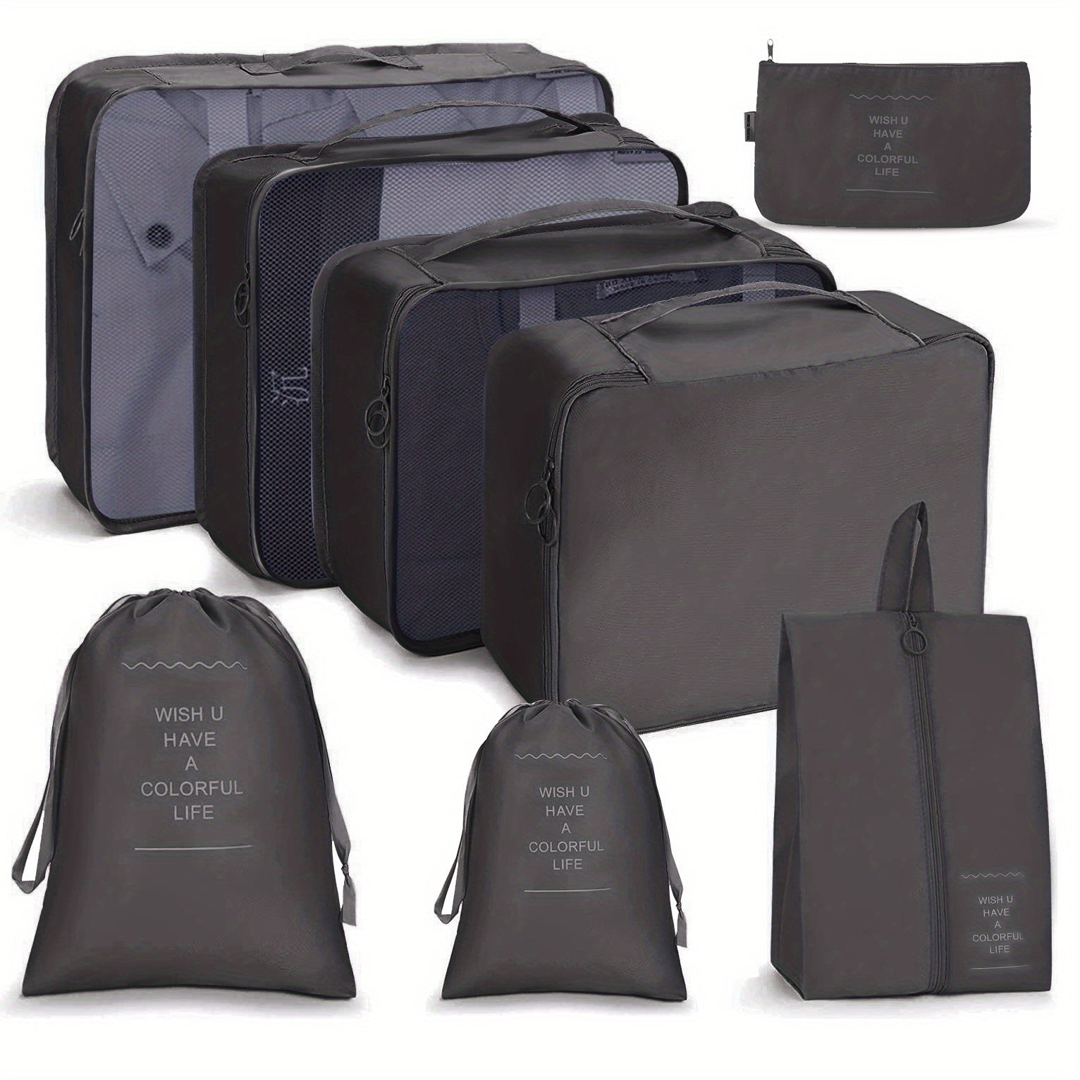 8 Set Packing Cubes For Suitcases Luggage Storage Bags Portable