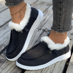 Plush Lined Thermal Snow Boots Low Cut Warm Round Toe Flat Shoes