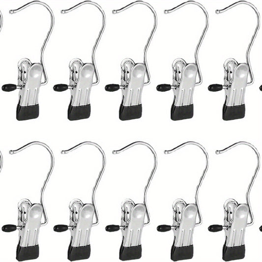 2pcs Metal Belt Hook Clip Multifunctional Drying Socks Hat Curtain Non slip Clip