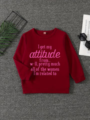 Girls Sweatshirt Attitude Print Crew Neck Long Sleeve Pullover For Pre Teens