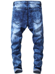 Men's Slim Fit Biker Jeans Stretch Distressed Denim