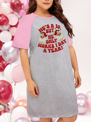 Christmas Nightdress Women's Santa Slogan Print Tee Sleep Dress