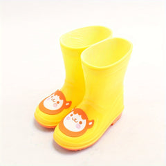 Girls Animal Decorated Solid Rain Boots Slip On Non-slip Waterproof Shoes