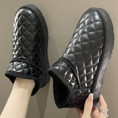 Women's Low Top Snow Boots Waterproof Shoes Slip On Round Toe