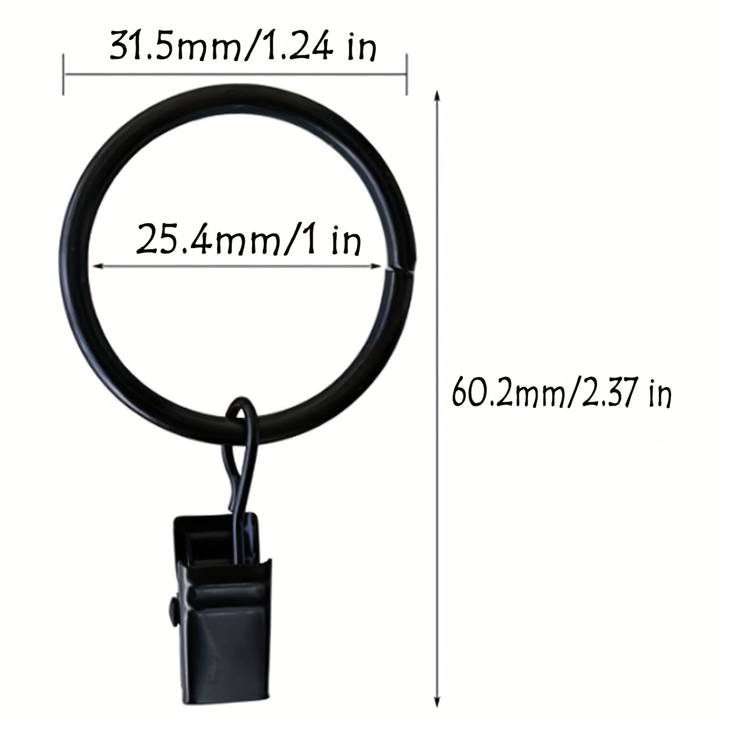 Stainless Steel Curtain Rings with Clips, Easy Installation, Vintage Finish