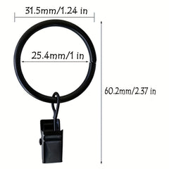 Stainless Steel Curtain Rings with Clips, Easy Installation, Vintage Finish