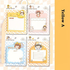 Cartoon Self adhesive Sticky Notes Ins Girl Heart Tearable Sticky Notes