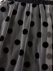 Girls Polka Dot Mesh Skirt Casual Midi Dress For Kids