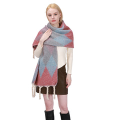 Women's Plaid Shawl Winter Warm Scarf Classic Tassel Scarf