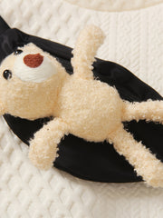 Boy's Cable Knit Sweatshirt & Toy Bear Bag & Sweatpants Set