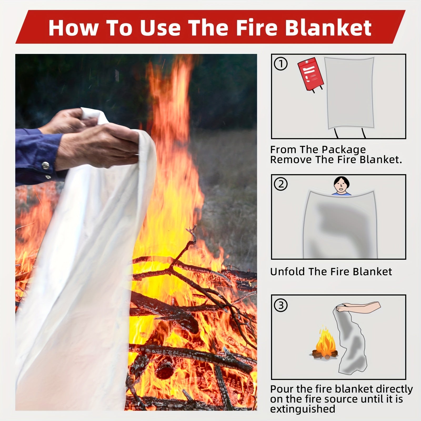 Emergency Fire Extinguishing Blanket Home Kitchen School BBQ Car