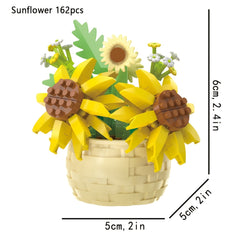 3D Mini Flowers Building Blocks Toys Magnolia Rose Sunflower Violet Flower