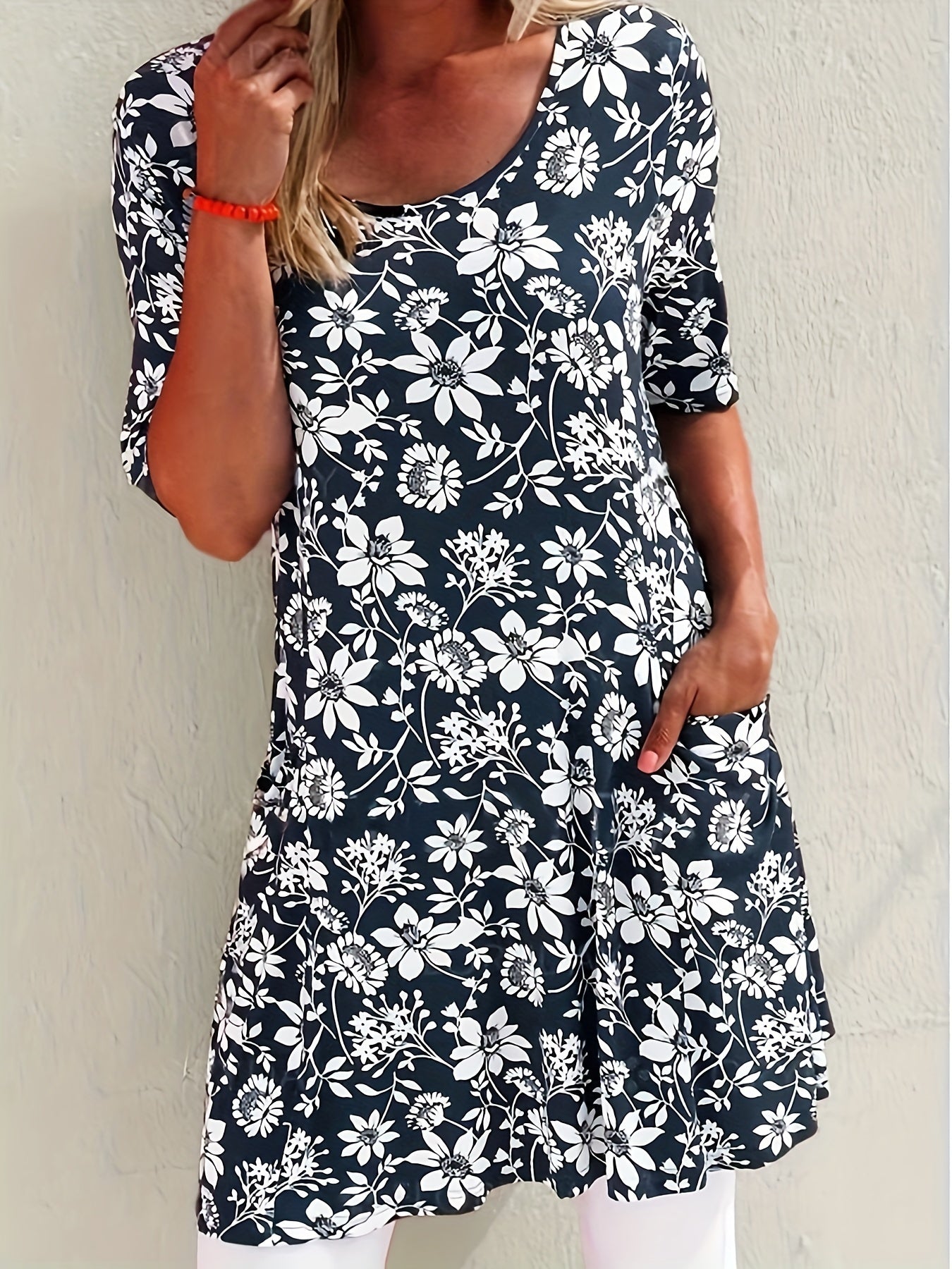 Floral Print Short Sleeve Casual Dress