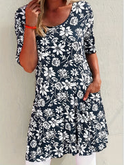 Floral Print Short Sleeve Casual Dress
