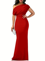 Solid Backless Bridesmaid Maxi Dress - Evening Wedding Party