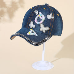 BlueWashed Sun Hat Faux Pearl Deer Bunny Butterfly Baseball Cap
