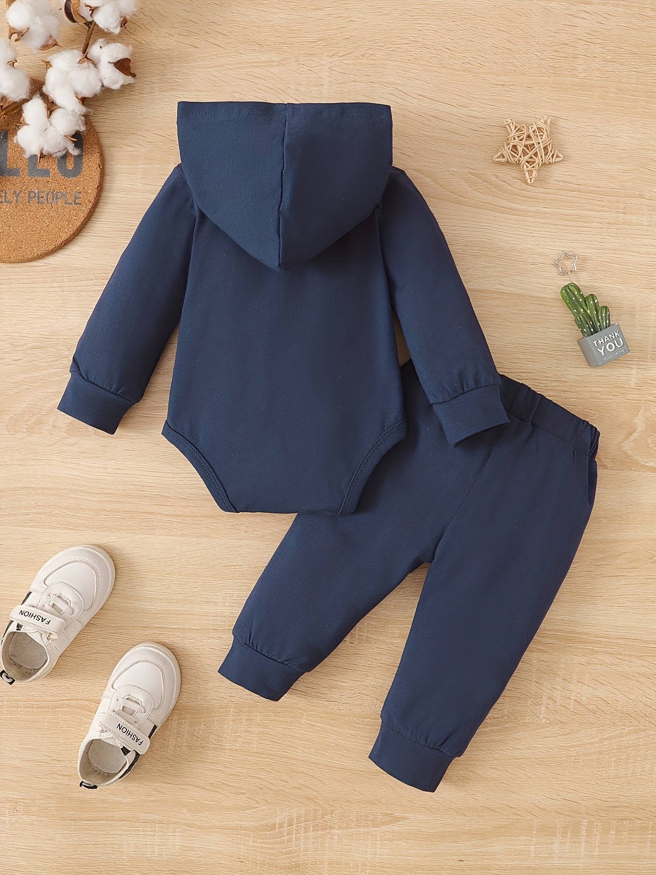 Hooded Long Sleeved Bodysuit Trousers Set for Baby Boy