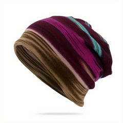 Winter Striped Skull Cap Hip Hop Beanie Hat for Men Women
