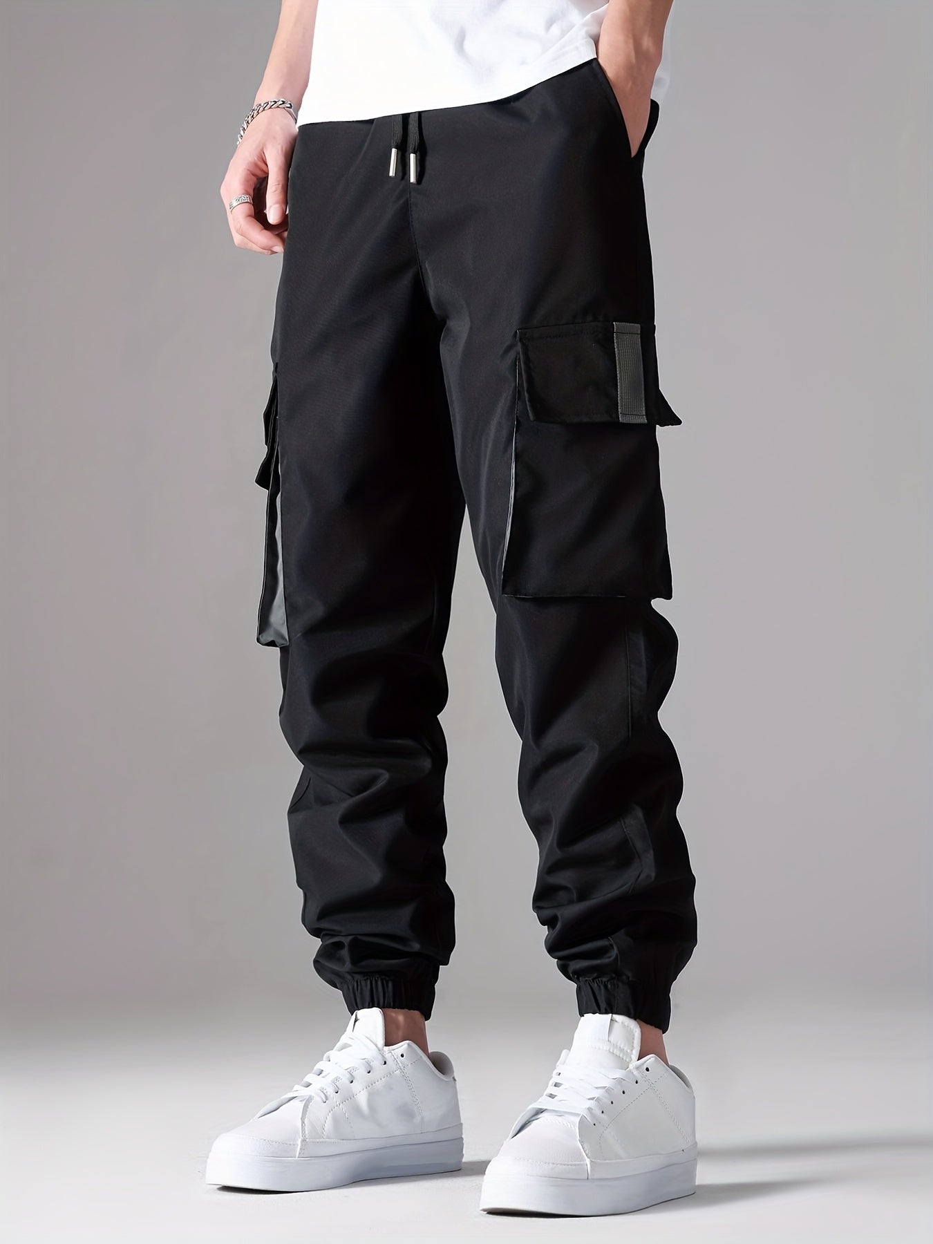 Men's Drawstring Cargo Pants Loose Fit Joggers