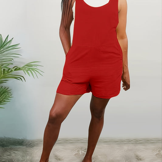 Casual High Waist Sleeveless Pocket Jumpsuit