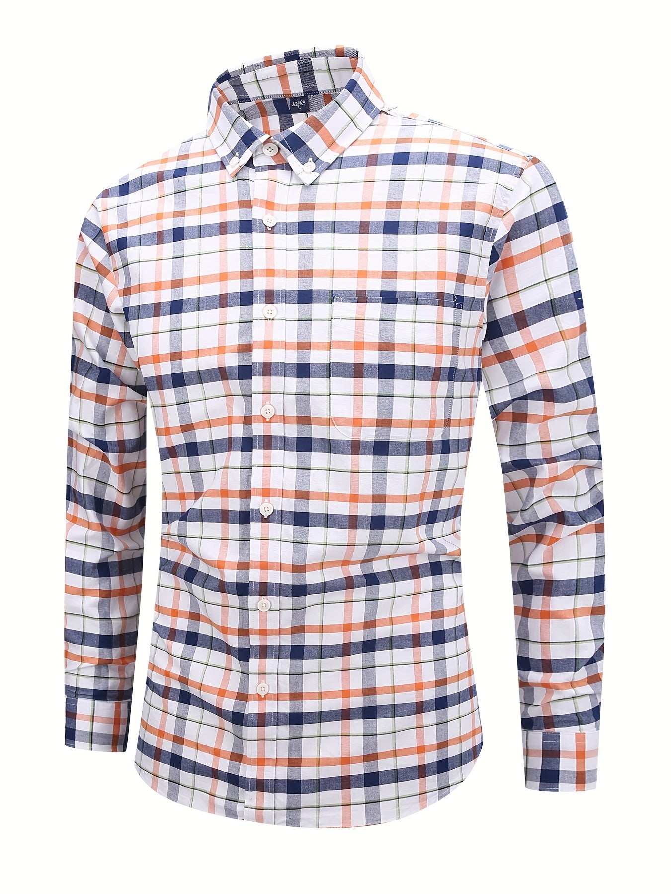 Plaid Print Casual Long Sleeve Shirt for Men