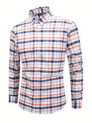 Plaid Print Casual Long Sleeve Shirt for Men