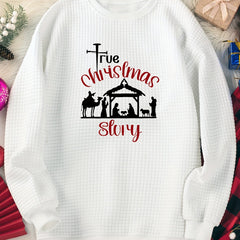 Christmas Lounge Top Women's Plus Christmas Painting Print Long Sleeve