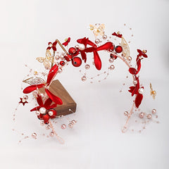 Velvet Flower Headband Bridal Head Piece Butterfly Decor Head Hoop
