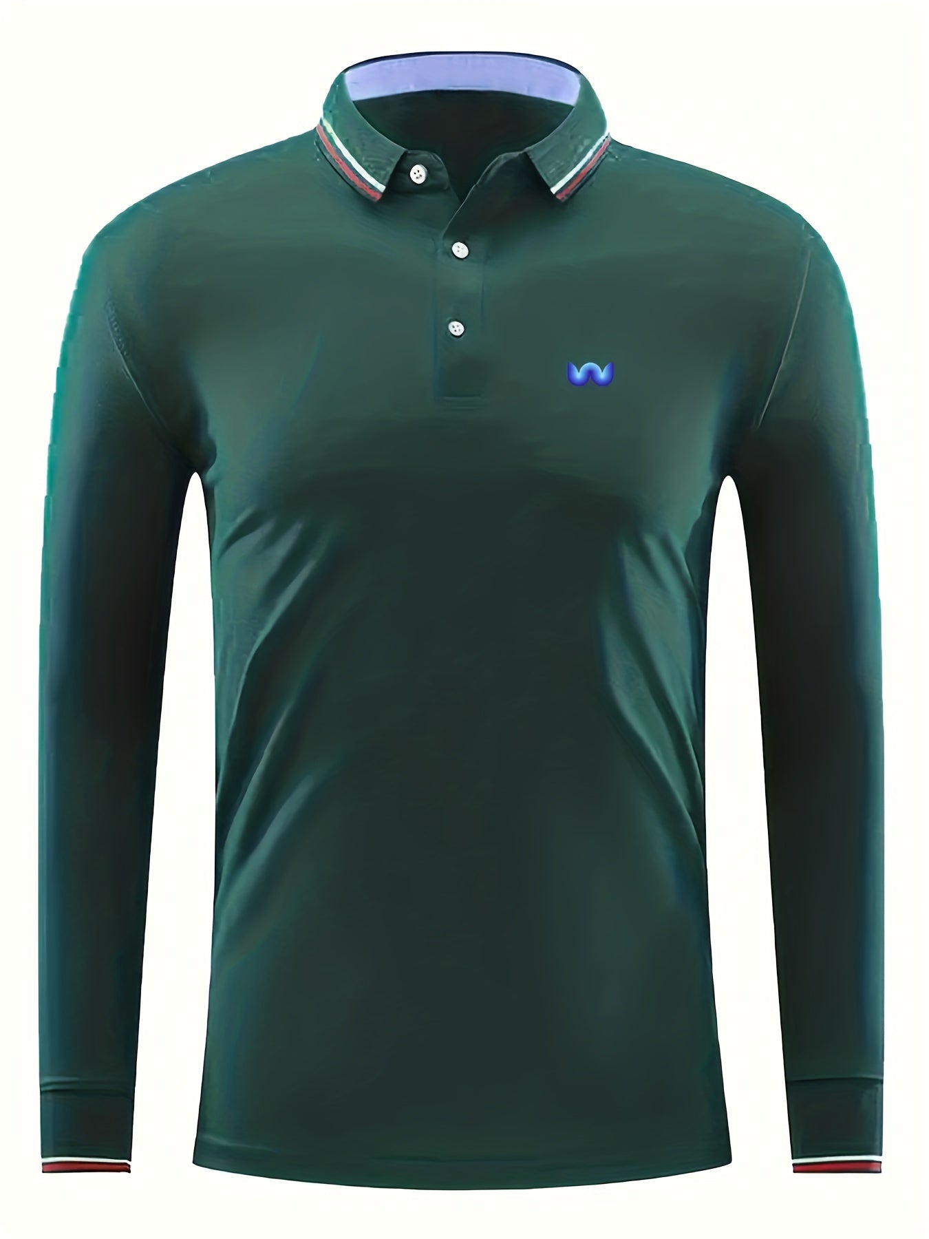 Men's Vintage Long Sleeve Polo Shirt Casual Lapel Button Up