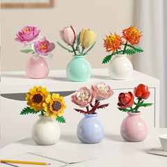 Eternal Flower Pot with Block Flowers DIY Green Plant Bouquet