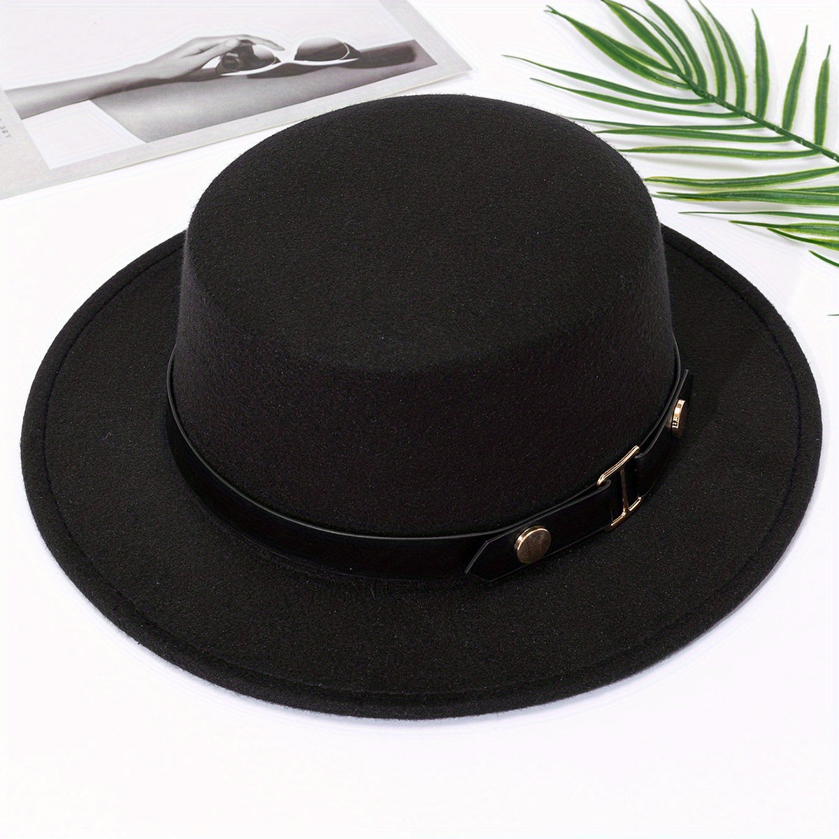British Style High Symmetrical Top Hat with Round Buckle Belt for Men and Women