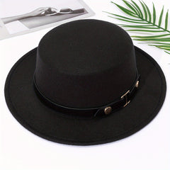 British Style High Symmetrical Top Hat with Round Buckle Belt for Men and Women
