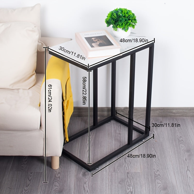 C Shaped Side Table for Couch Large Desktop End Table