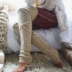Breathable Knitted Leg Warmers Soft & Comfort Thigh High Socks