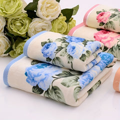 2pcs Flower Pattern Towel Set Soft Hand Bath Towel Absorbent Towels For Bathroom