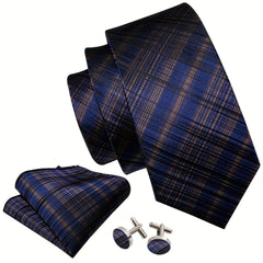 Men's Silk Striped Necktie Set Wedding